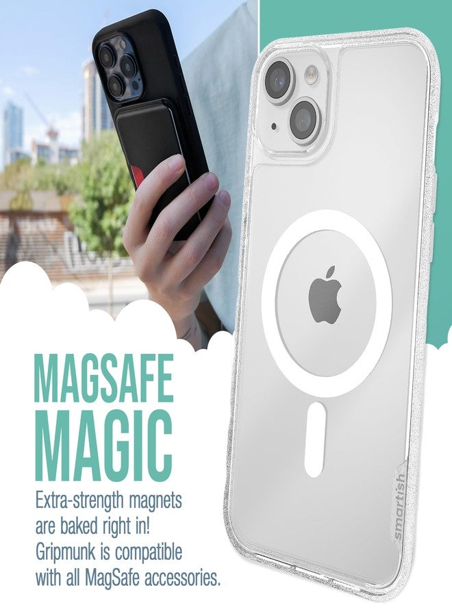 Smartish iPhone 15 Plus Slim Case - Gripmunk Compatible with MagSafe [Lightweight + Protective] Thin Grip Magnetic Cover with Microfiber Lining - Clearly Clear - Image 2
