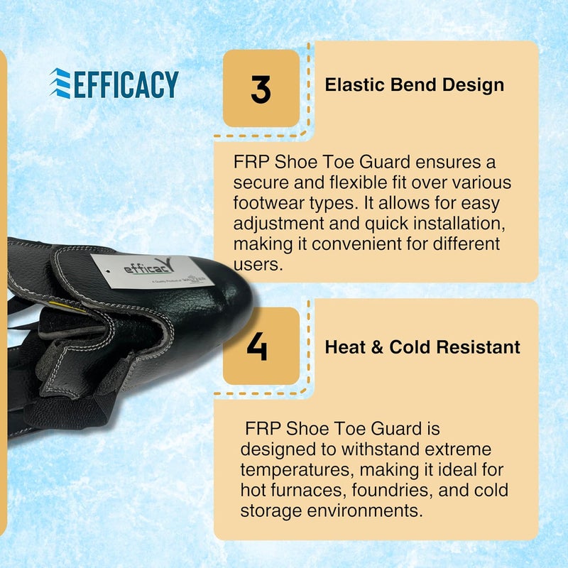 EFFICACY Universal FRP Composite Safety Shoe Toe Guard with Elastic Bend and Adjustable Strap | Industrial Leather Shoe Toe Cap guard Overshoes guard for Hot, Cold and Electric Work Protection – 5Pair - Image 5