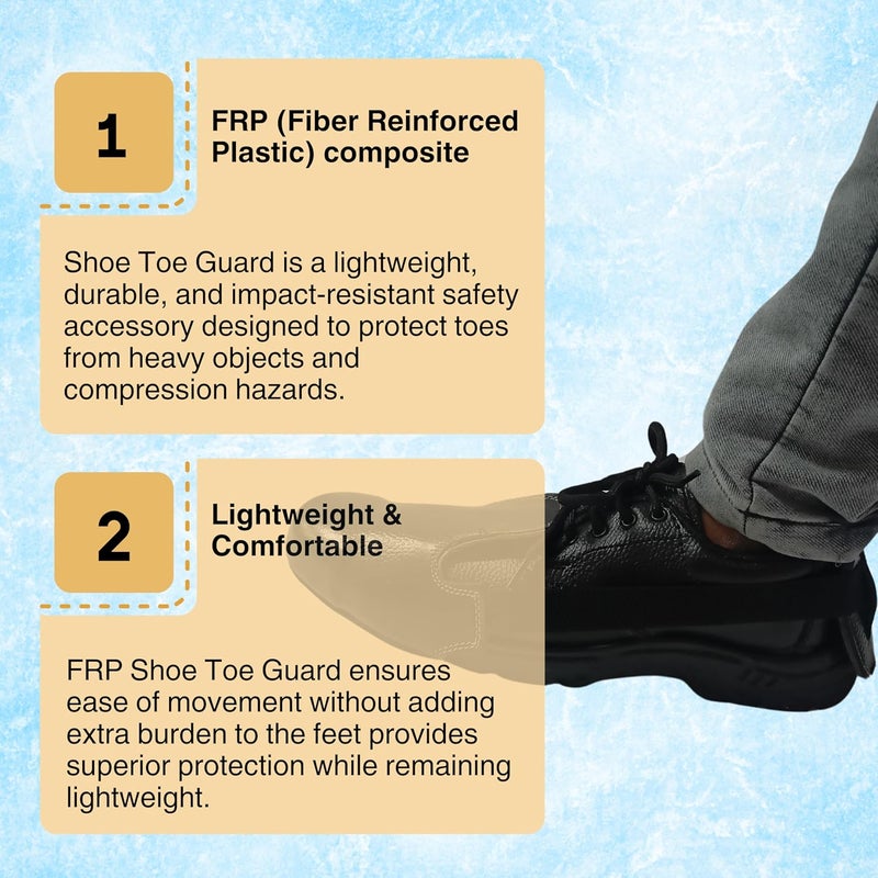 EFFICACY Universal FRP Composite Safety Shoe Toe Guard with Elastic Bend and Adjustable Strap | Industrial Leather Shoe Toe Cap guard Overshoes guard for Hot, Cold and Electric Work Protection – 5Pair - Image 4