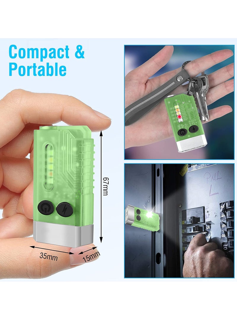 LED Small Powerful EDC Flashlight, Super Bright 1000 LM with 365nm UV Red Green Blue Light, USB C Rechargeable Mini Pocket Keychain Flashlight, 14 Modes, Tail Magnetic, Beep - Image 2