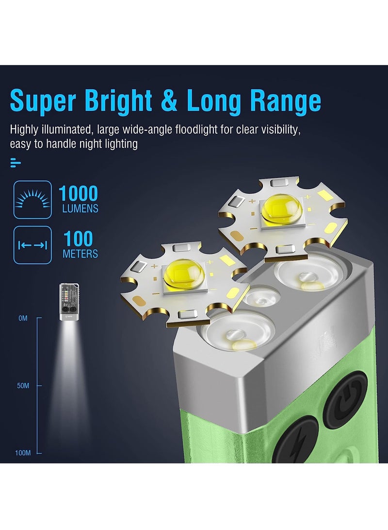 LED Small Powerful EDC Flashlight, Super Bright 1000 LM with 365nm UV Red Green Blue Light, USB C Rechargeable Mini Pocket Keychain Flashlight, 14 Modes, Tail Magnetic, Beep - Image 4