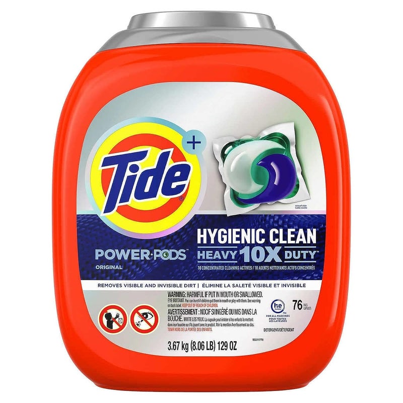 Tide Pods 76 pacs, Heavy Duty 10 X Power Pods, Hygienic Clean High efficiency (he) Laundry Detergent, 3.48kg/7.62 lb/122 oz - Image 1