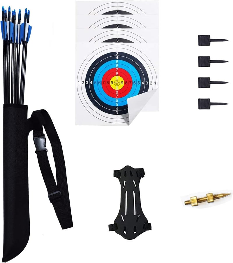 Mxessua 45" Youth Bow and Arrows Set for Kids 8-12 Teens Recurve Archery Beginner Gift Longbow Kit, Outdoor Hunting Play Gift, 9 Arrows, 4 Target Face for Backyard Game Age 12-14 14-16 - Image 2