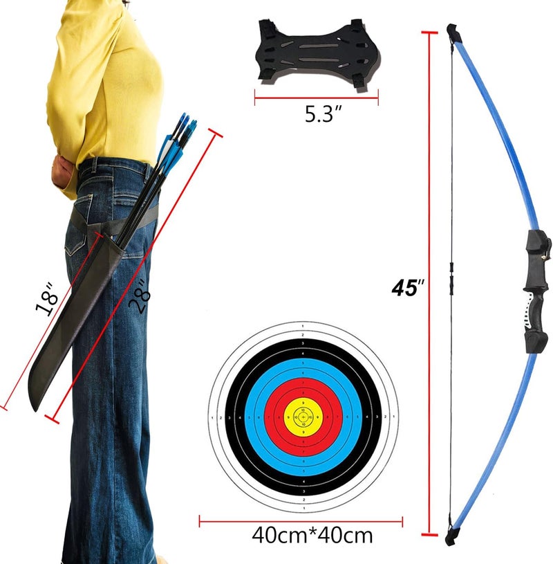 Mxessua 45" Youth Bow and Arrows Set for Kids 8-12 Teens Recurve Archery Beginner Gift Longbow Kit, Outdoor Hunting Play Gift, 9 Arrows, 4 Target Face for Backyard Game Age 12-14 14-16 - Image 5