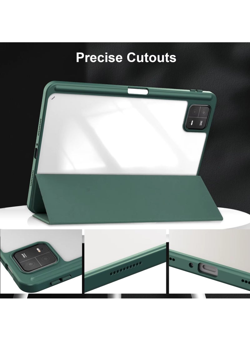 Case For Xiaomi Pad 6/6 Pro 11 Inch Clear Shockproof Back Cover Built-in Pencil Holder Auto Sleep/Wake (Green) - Image 2