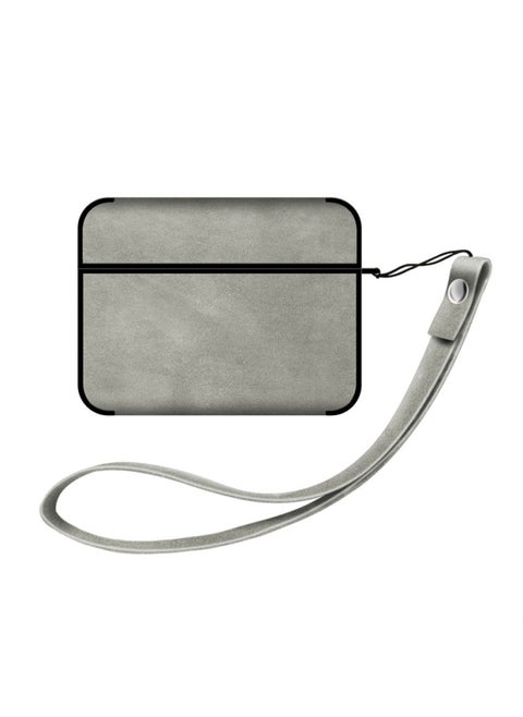 Luffy Reward Order Applies To Airpods4 For Apple Bluetooth Wireless Earphone Set 1/2/3 Generation Pro2 Leather Cartoon-Color:Skin Texture Gray Earphone Cover + Lanyard-Applicable Model:airpods 1/2 Generation