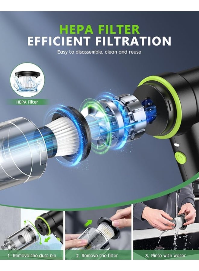 مكنسة كهربائية لاسلكية محمولة 2 في 1 للشفط والنفخ مع إضاءة LED - Image 3