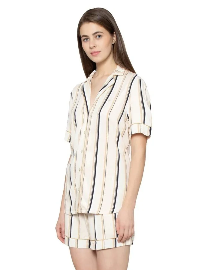 Triumph Triumph International Women's Viscose Blend Casual Pajama Top (Z211161_Beige_M)