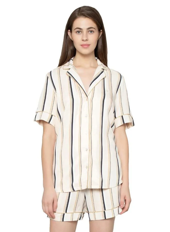 Triumph Triumph International Women's Viscose Blend Casual Pajama Top (Z211161_Beige_M)