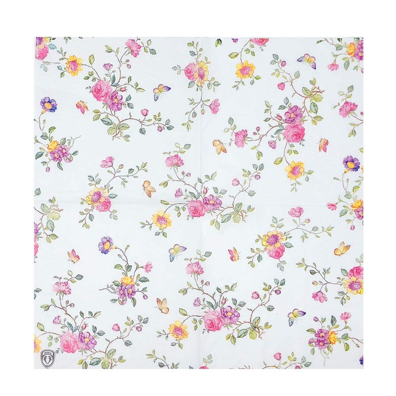 مناديل ورقية مزخرفة 2 طبقة من Wrapables عدد 40 لحفلات الزفاف وحفلات العشاء وحفلات الشاي وزينة الديكوباج بالفراشات الوردية