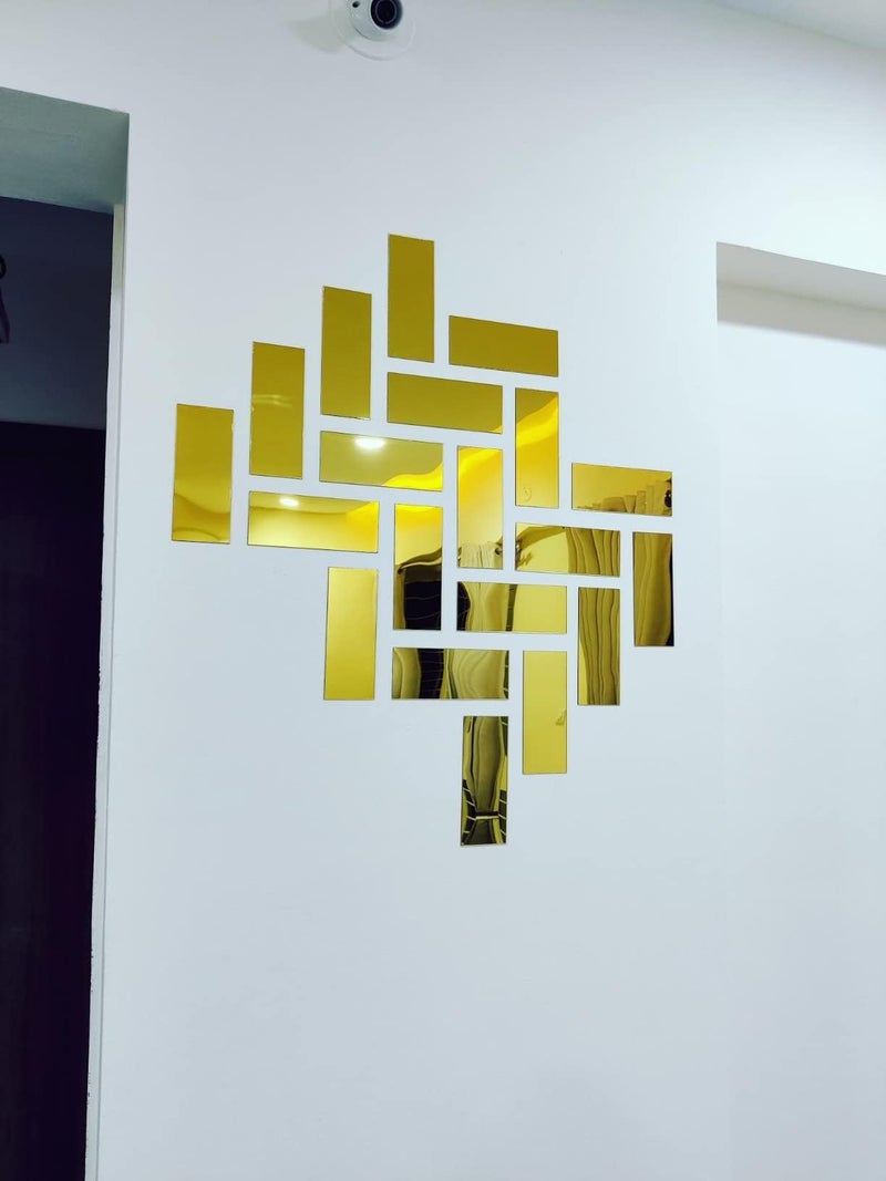 Bikri Kendra Ind - 20 Rectangle Golden Mirror Stickers for Wall Decor, Acrylic Self-Adhesive Stickers - Image 3