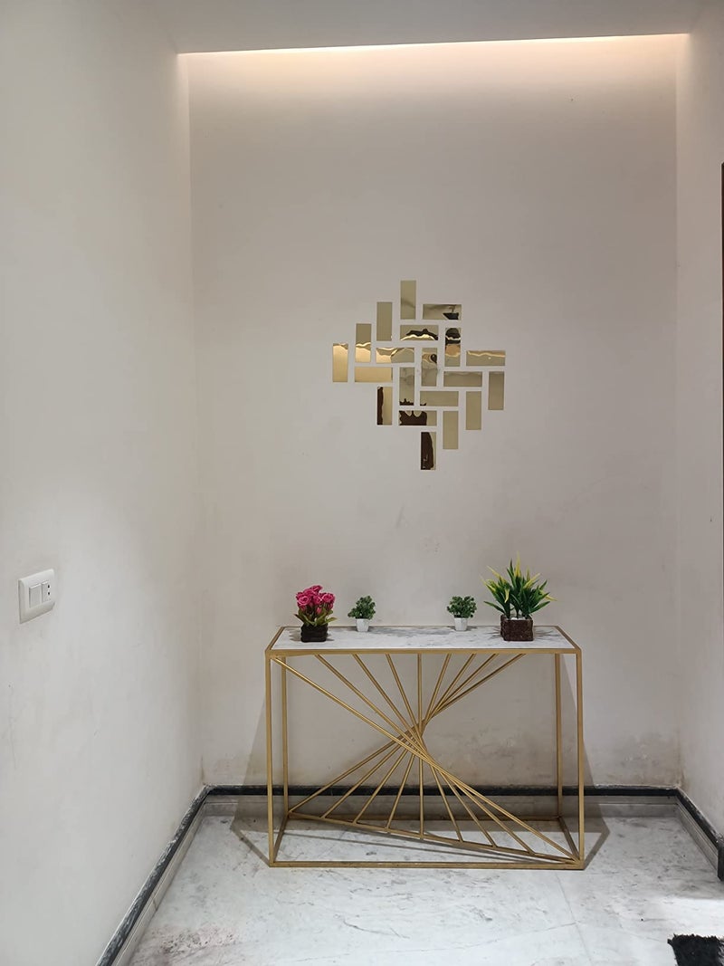 Bikri Kendra Ind - 20 Rectangle Golden Mirror Stickers for Wall Decor, Acrylic Self-Adhesive Stickers - Image 4