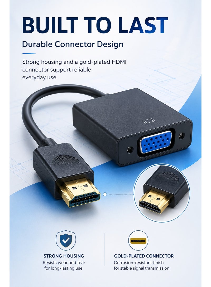 تي بي بردج كابل محول TP-BRIDGE من HDMI إلى VGA، محول بدقة 1080P Full HD (من HDMI ذكر إلى VGA أنثى)، يدعم التشغيل الفوري (Plug and Play) ولا يحتاج إلى مصدر طاقة خارجي، متوافق مع أجهزة الكمبيوتر المحمول والمكتبي والشاشات وأجهزة العرض (البروجيكتور) وأجهزة التلفزيون عالية الدقة (HDTV). - Image 5