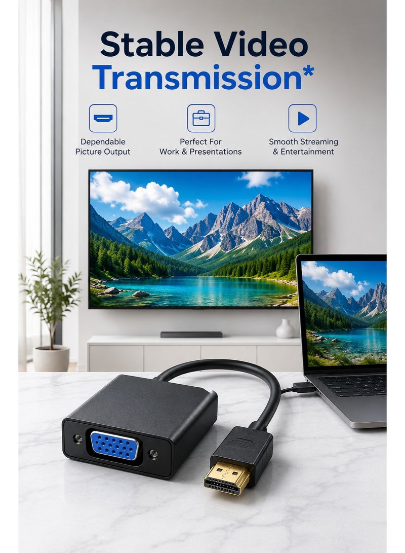 تي بي بردج كابل محول TP-BRIDGE من HDMI إلى VGA، محول بدقة 1080P Full HD (من HDMI ذكر إلى VGA أنثى)، يدعم التشغيل الفوري (Plug and Play) ولا يحتاج إلى مصدر طاقة خارجي، متوافق مع أجهزة الكمبيوتر المحمول والمكتبي والشاشات وأجهزة العرض (البروجيكتور) وأجهزة التلفزيون عالية الدقة (HDTV). - Image 4