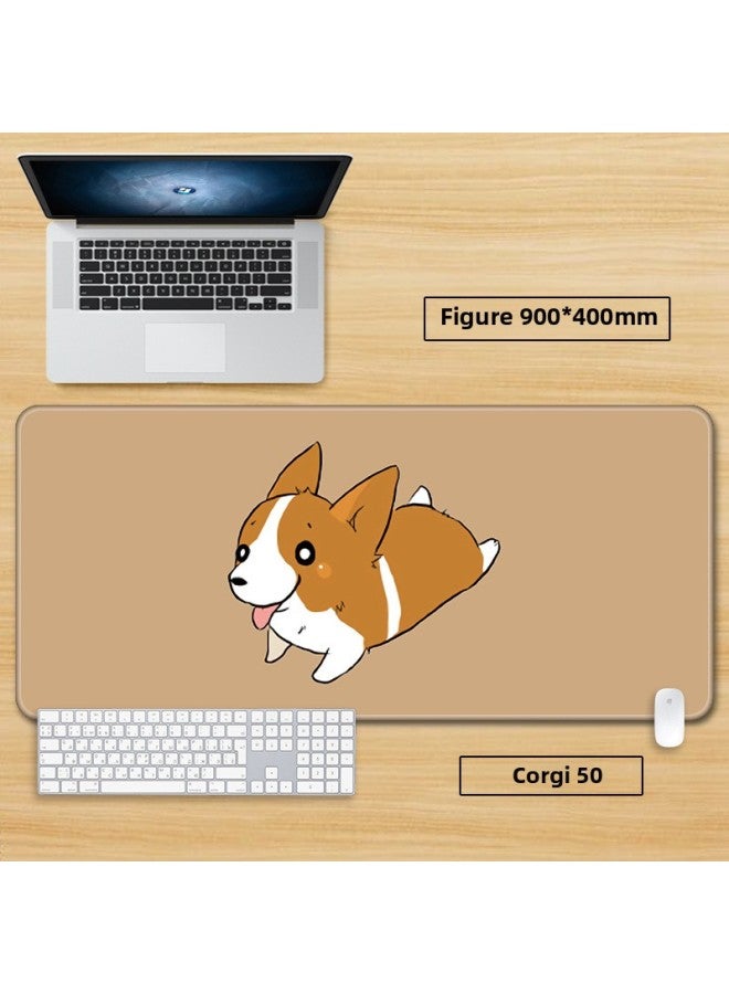 Corgi Mouse Pad Oversized Cute Cartoon Chai Dog E-sports Game Computer Keyboard Dog Desk Pad For Boys And Girls-Color:100x 50cm Thickness 3mm-Pattern:Army Green Corgi 50 - Image 1