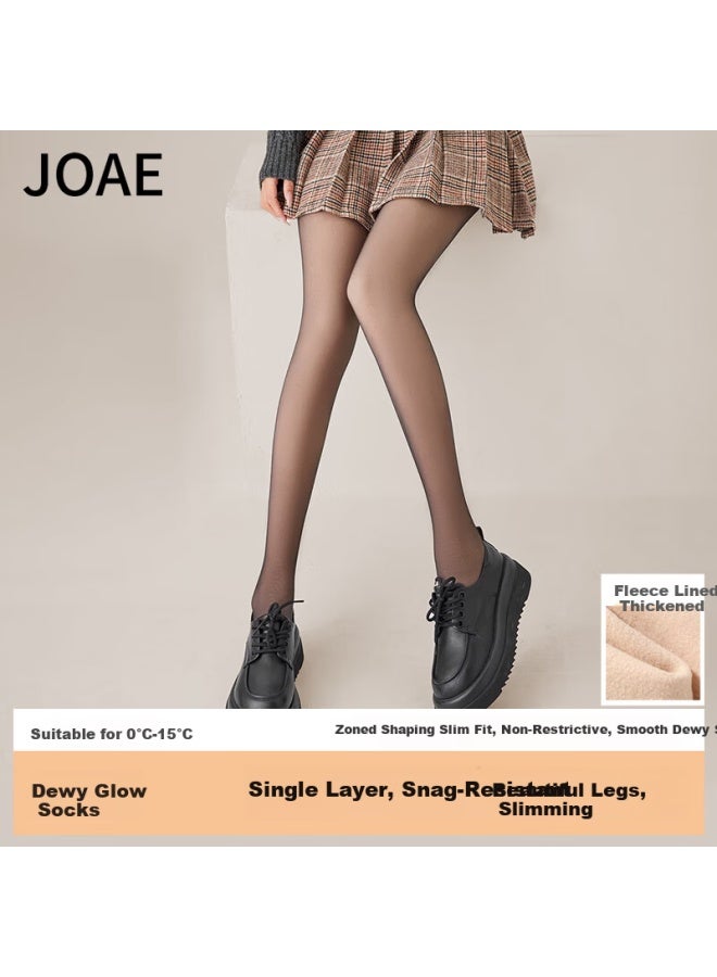Joae Black Sheer Skin-effect Fleece-lined Leggings For Women Autumn Winter Slimming Black Silk Pantyhose Glossy Tights Women's Day Gift - Image 1
