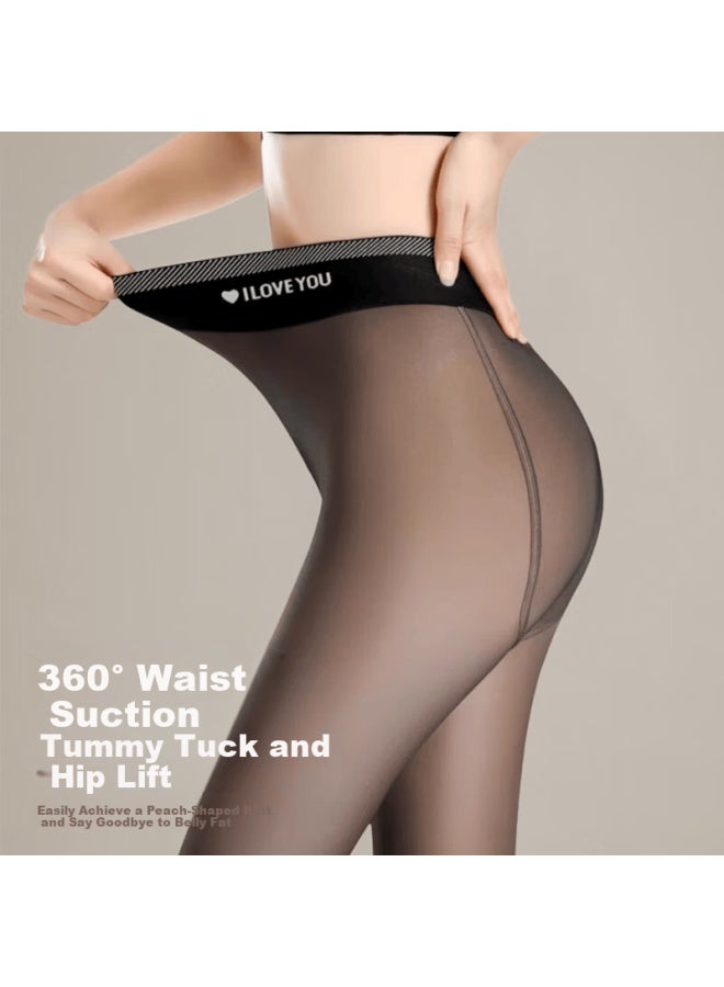 Joae Black Sheer Skin-effect Fleece-lined Leggings For Women Autumn Winter Slimming Black Silk Pantyhose Glossy Tights Women's Day Gift - Image 2