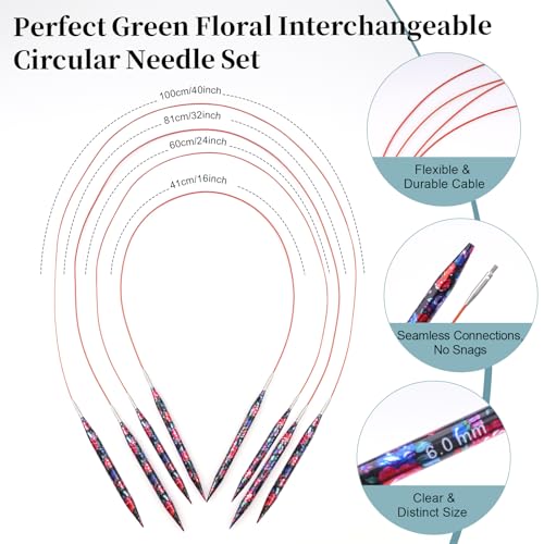 Mdoker Interchangebale Circular Knitting Needles Set 13 Pair Round Metal Knitting Needle Aluminum Circular Needle and CablesAccessoriesCase Sizes US 2515 - Image 3