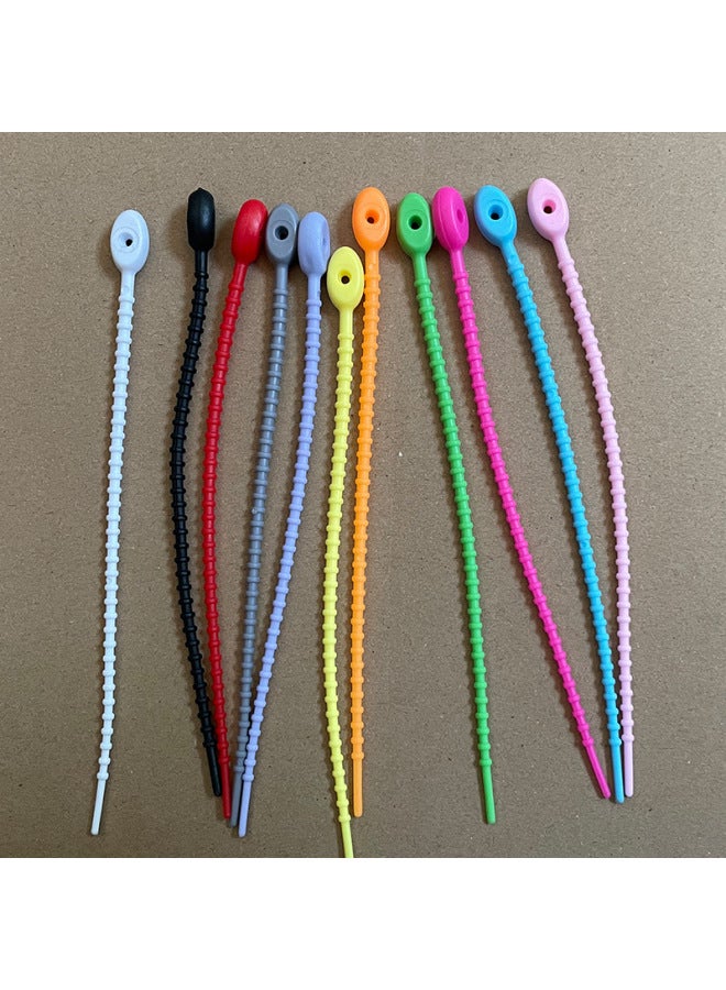 Loquat Simple Tadpole Silicone Cable Tie With Loose Buckle Wire Bundle DIY Handmade Doll Luggage Accessories Lanyard-Color:Random Color Mixing 150mm - Image 1