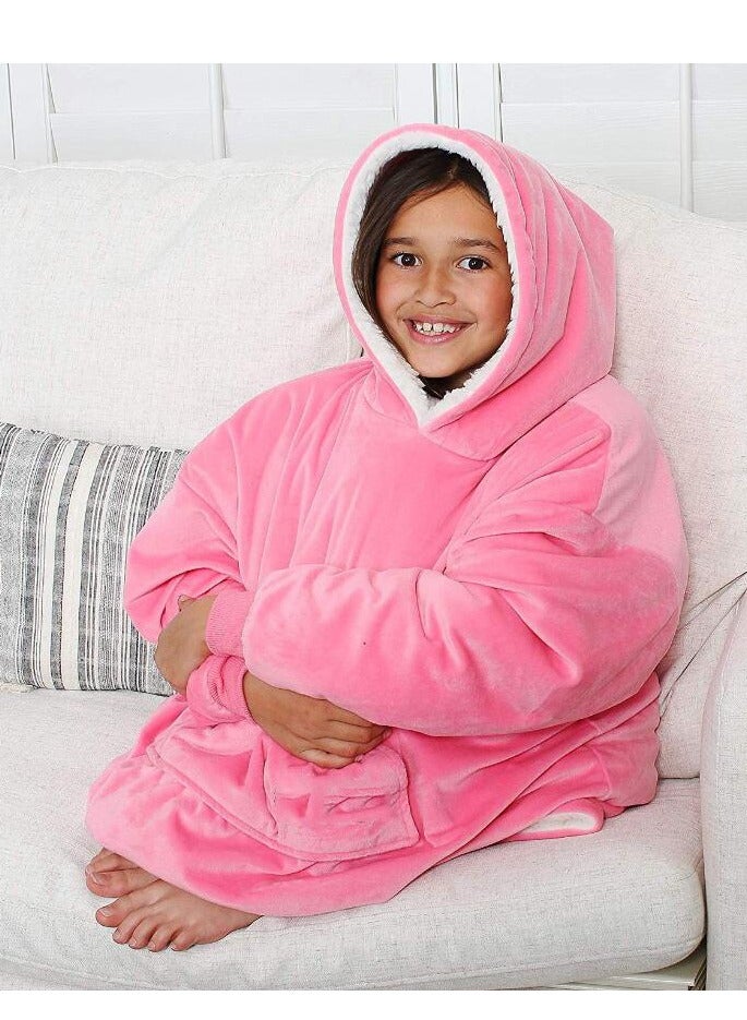 Loquat 2024 Amazon Outdoor Furniture Lazy Blanket Children's Solid Color Hoodie Warm Casual Jacket TV Blanket  - Image 1