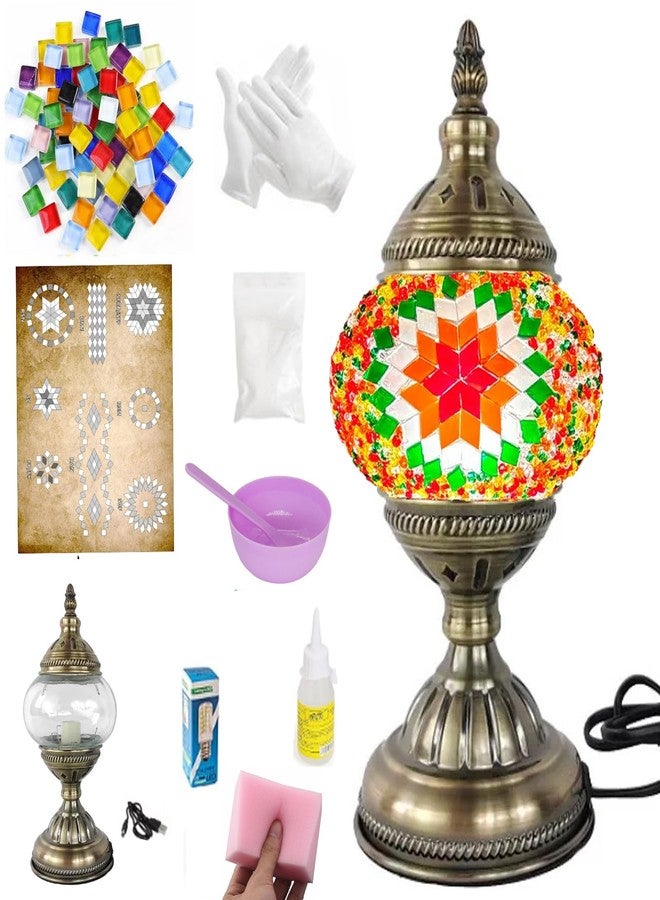 طقم مصباح فسيفساء تركي من JORSCD، مناسب للمبتدئين والبالغين، طقم سهل لصنع مصباح طاولة، فن الفسيفساء للعائلات، اصنع مصباح طاولة خاص بك لغرفة المعيشة أو غرفة النوم - Image 1
