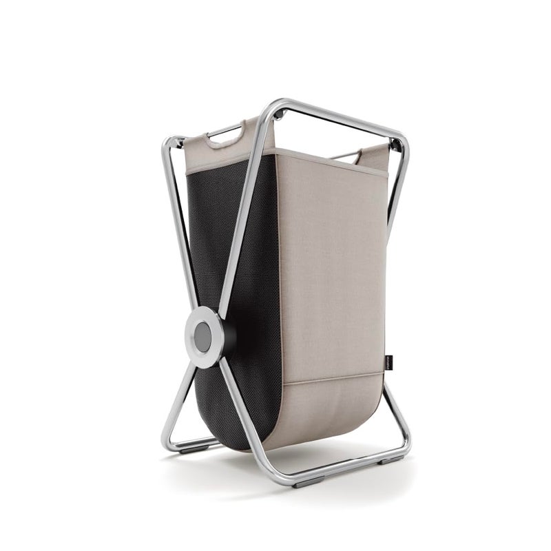 simplehuman single x-frame laundry hamper, 100% recycled polyester removable laundry baskets with easy carry handles, heavy-gauge steel frame, chrome, 65L - Image 1