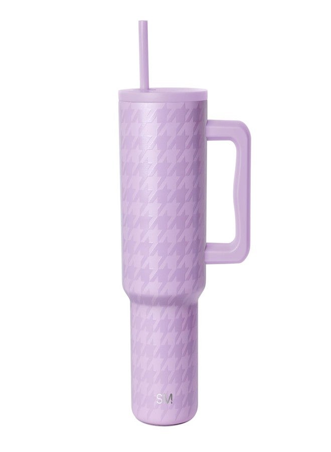 Simple Modern 40 oz Tumbler with Handle and Straw Lid | Insulated Cup Reusable Stainless Steel Travel Water Bottle Cupholder Use | Gifts for Women Him Her | Trek Collection | Purple Breeze Houndstooth - Image 1
