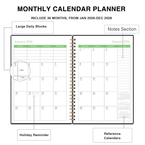 Dayvorax 2026-2028 Monthly Planner - 3 Year Monthly Calendar/Planner 2026-2028, 5.9" x 8.5", 36 Month Calendar Planner, Planners with Twin-Wire Binding, Lined Notes Pages - Image 3