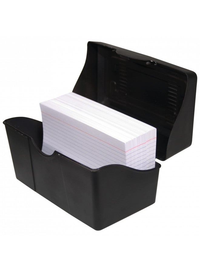 Advantus Innovative Storage Designs Plastic Card File, 4" x 6", 300-Card Capacity, Black - Image 1