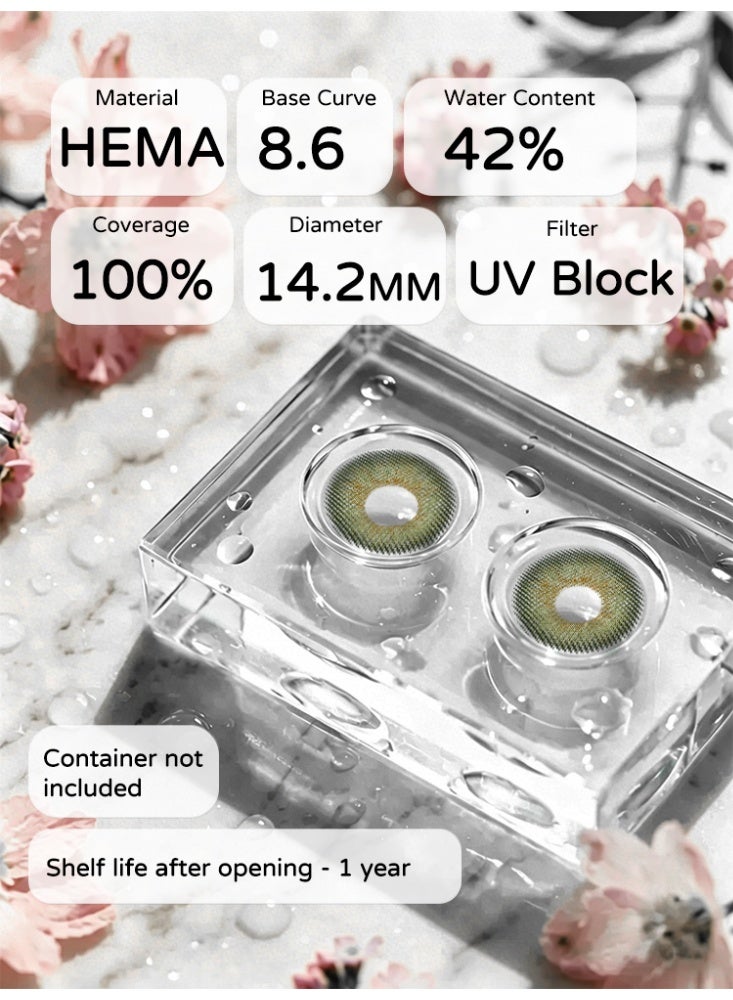 UYAAI Natural Green Lenses Yearly Colored Contact Lenses, Unisex Cosmetic Contact Lenses, Hot Sale Fashion Lenses, 42% Water - Image 2