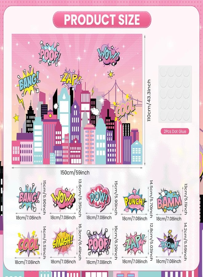 TagreSpike Hero Themed Party Decorations for Girls Fun Hero Banner Backdrop with Paper Cardboard Inspirational Cityscape Photography Background Welcome Heroes Banner for Comic Theme Birthday Party Baby Shower - Image 2