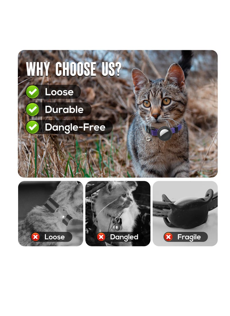 Generic Air tag Cat Collar, Cat Collar with Bell and Safely Buckle for Small Pets, Adjustable Kitten Collar with Airtag Holder Compatible with Apple Airtag for Cats, Kittens, Puppies (Sky Blue)  - Image 3