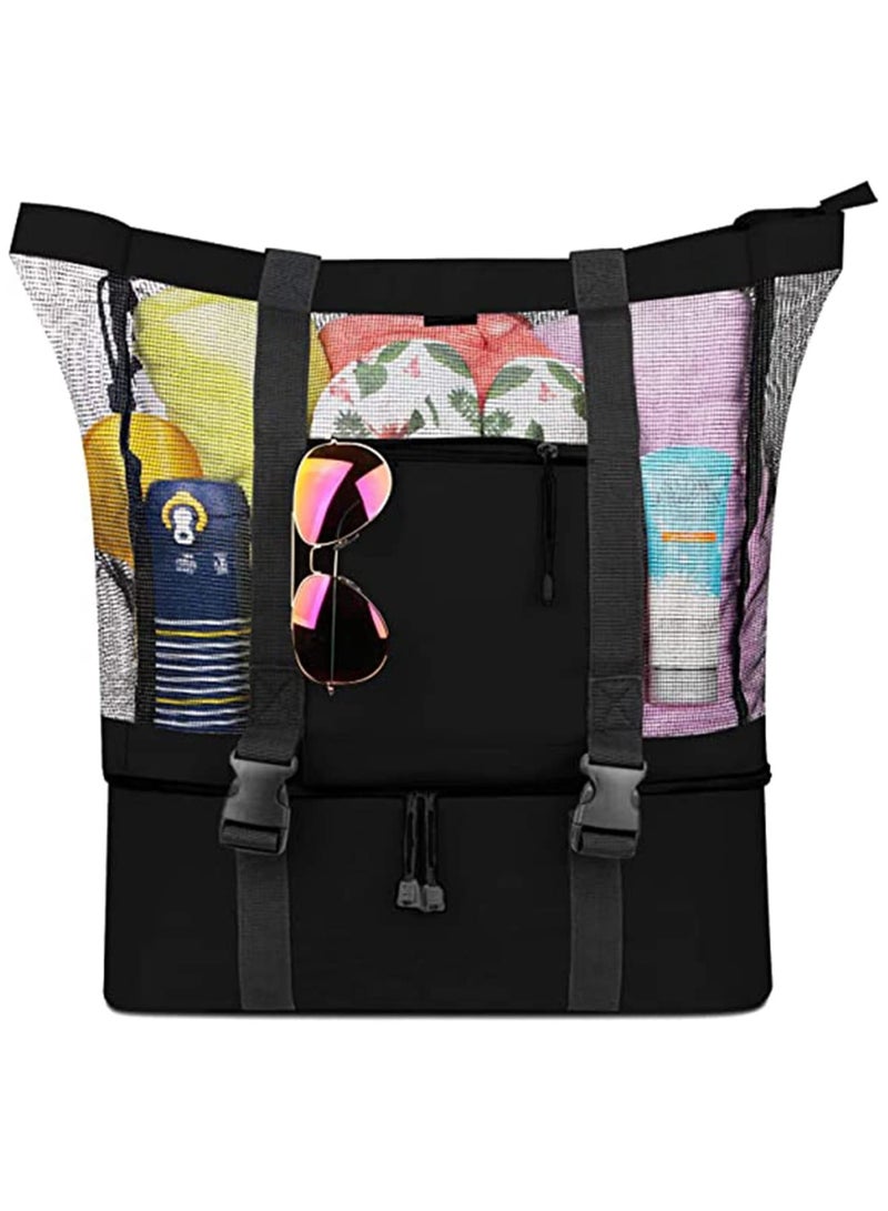 Zikra Mesh Beach Tote Bag with Detachable Beach Cooler - Max Capacity 34l 150lbs Ultra Durable for Women, 600D Polyester, Mesh Lining, Zipper Closure, Pvc, Party, Odor-free, Durable Design - Image 1