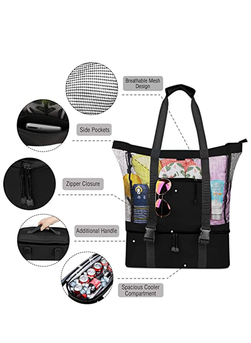 Zikra Mesh Beach Tote Bag with Detachable Beach Cooler - Max Capacity 34l 150lbs Ultra Durable for Women, 600D Polyester, Mesh Lining, Zipper Closure, Pvc, Party, Odor-free, Durable Design - Image 2