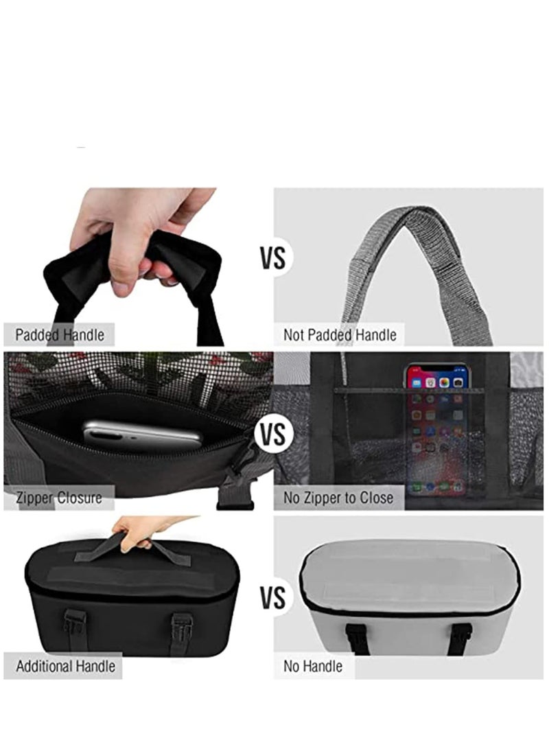 Zikra Mesh Beach Tote Bag with Detachable Beach Cooler - Max Capacity 34l 150lbs Ultra Durable for Women, 600D Polyester, Mesh Lining, Zipper Closure, Pvc, Party, Odor-free, Durable Design - Image 3