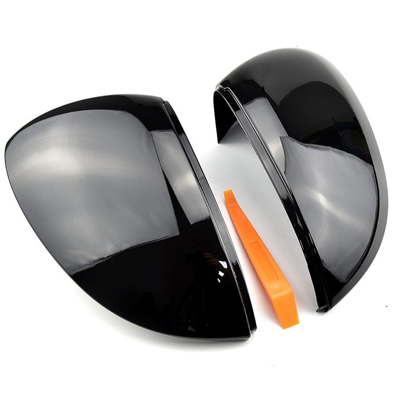 1 Pair Black Door Mirror Cover Caps with Assist Lane Change for VW Golf 8 MK8 2020-2021 - Image 2