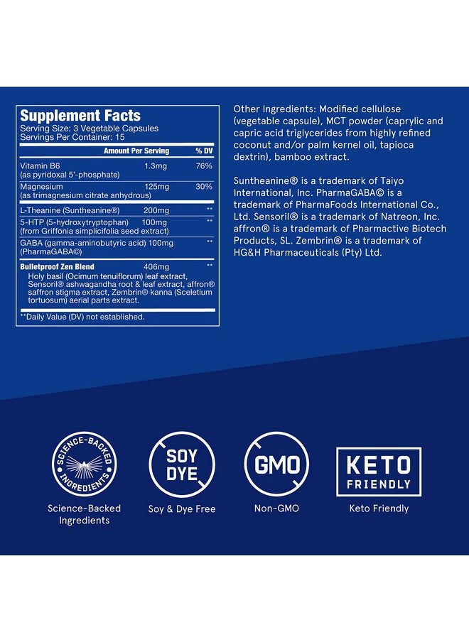 Bulletproof Zen Mode Stress Relief And Tranquility Capsules 45 Count Supplement For Calm And Relaxation  - Image 3