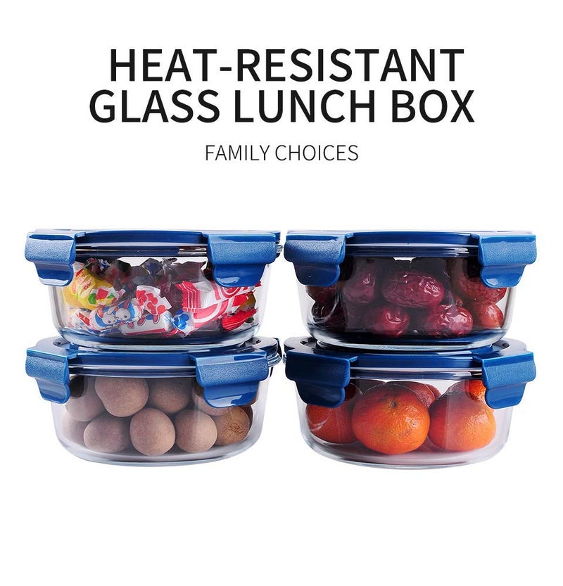 ZEPOLI Glass Food Storage Containers with Blue Lids, 660 ML Glass Meal Prep Containers, Airtight Glass Lunch,BPA Free & Leak Proof (2 PACK, ROUND) - Image 2