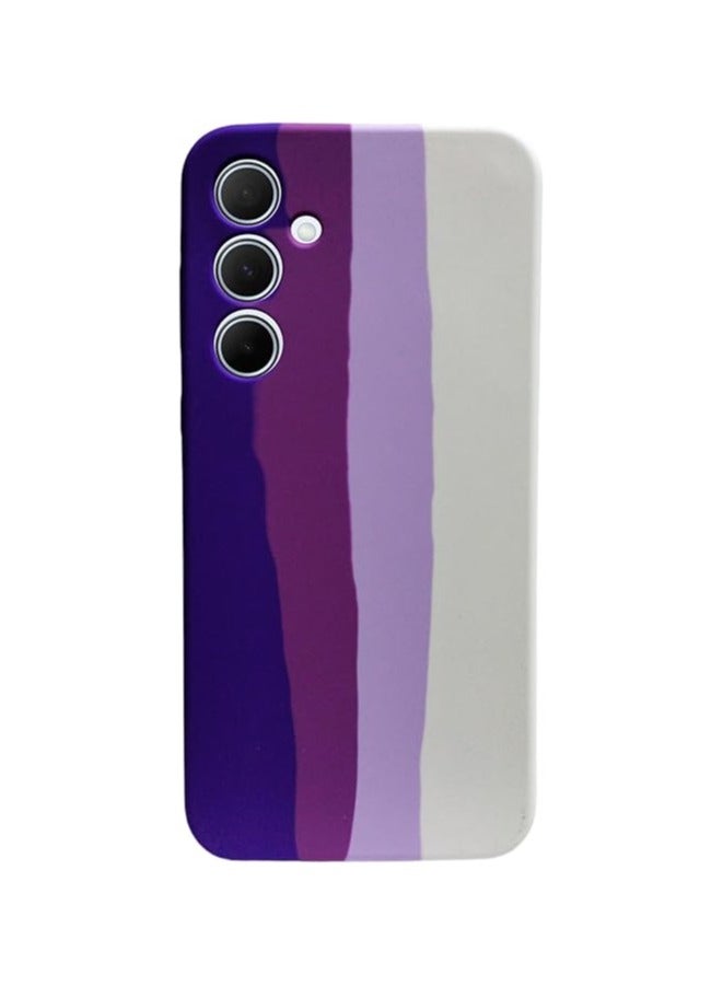 غطاء متوافق مع غطاء هاتف سيليكون ملون فاخر لهاتف سامسونج جالاكسي S23 fe (أرجواني @ أبيض)