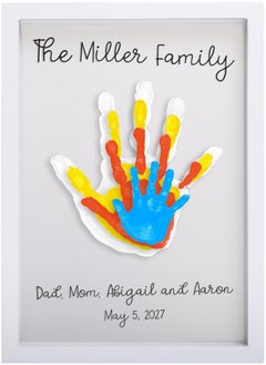 pearhead Pearhead Clear Family Handprint Frame, DIY Art Print Keepsake, Home Decor, Gift For New and Expecting Parents, 4 Paint Colors Included  - Image 1