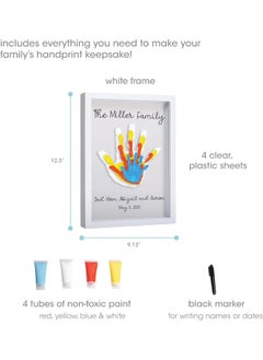 pearhead Pearhead Clear Family Handprint Frame, DIY Art Print Keepsake, Home Decor, Gift For New and Expecting Parents, 4 Paint Colors Included  - Image 2