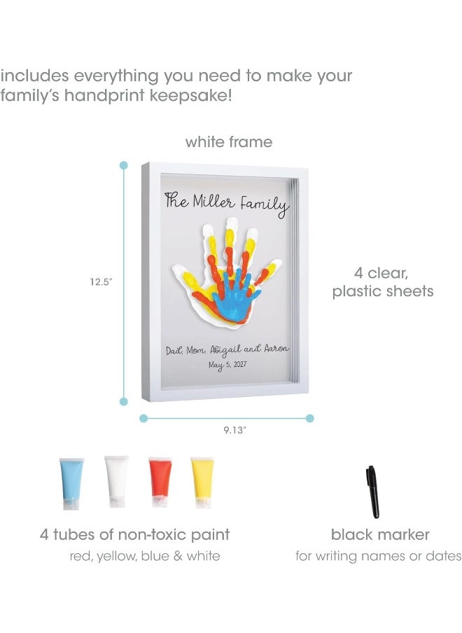 pearhead Pearhead Clear Family Handprint Frame, DIY Art Print Keepsake, Home Decor, Gift For New and Expecting Parents, 4 Paint Colors Included  - Image 2