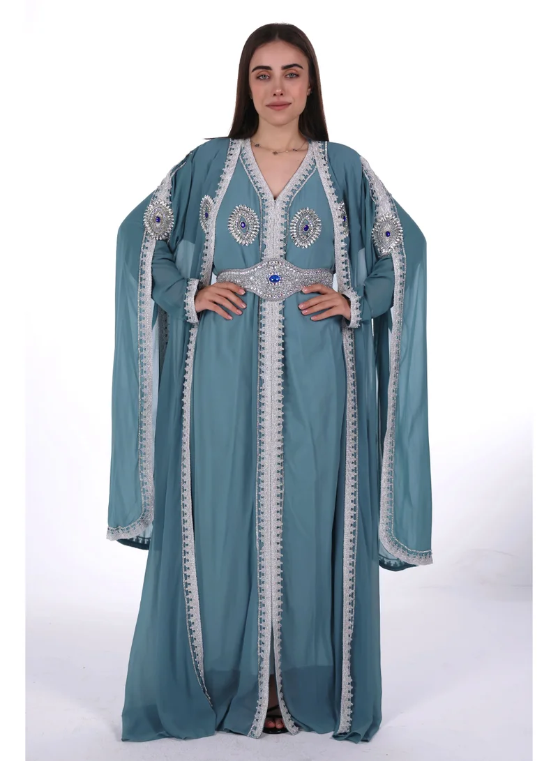 belted elegant kaftan dress