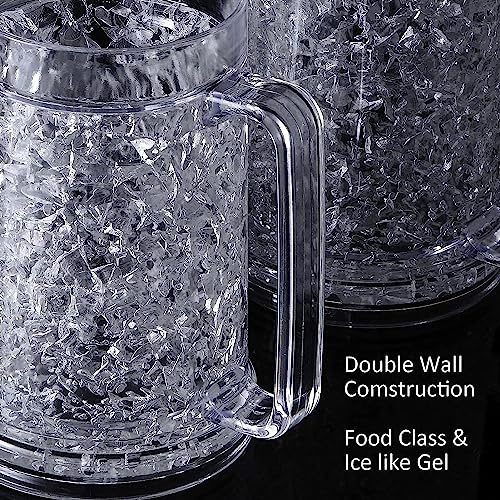 EASICOZI Double Wall Gel Frosty Freezer Ice Mugs Clear 16oz Set of 2 (White) - Image 5