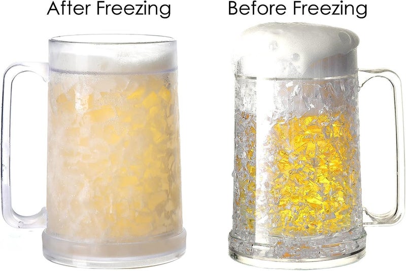 EASICOZI Double Wall Gel Frosty Freezer Ice Mugs Clear 16oz Set of 2 (White) - Image 4