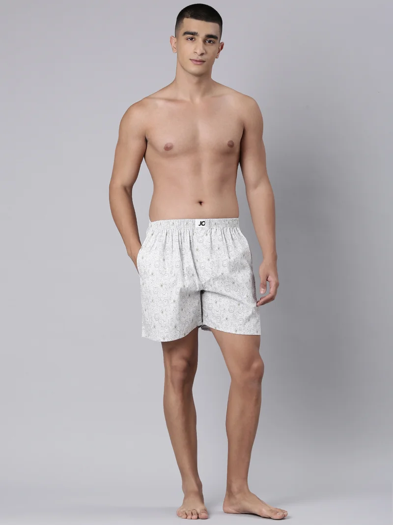 جوفن Men Printed Pure Cotton Side Pocket Boxers Pack of 2