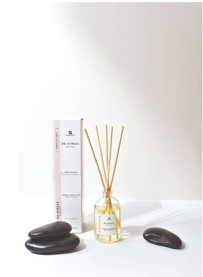 اروما هوم De-Stress Reed Diffuser - Amber &amp; Tonka Bean Essential Oil