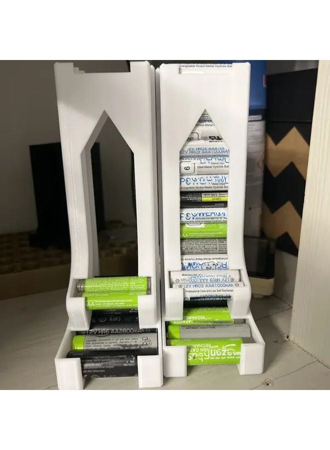 منظم البطاريات الأبيض لسطح المكتب لحامل تخزين البطاريات مقاس AA وAAA قطعة واحدة - Image 2