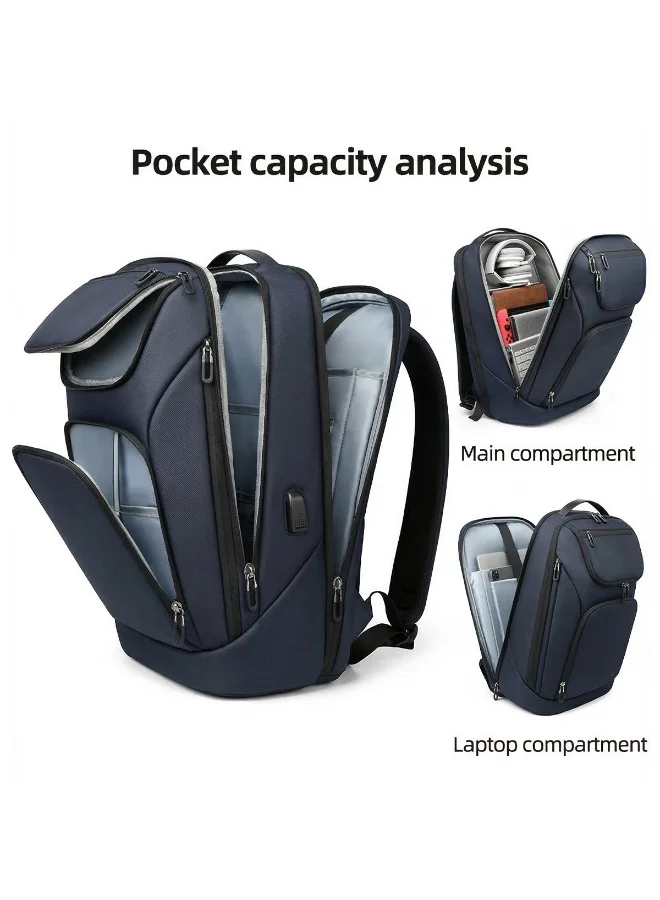 Mobcos Mobcos Back Pack Navy Blue 8951 Mobcos Back Pack Navy Blue 8951 Waterproof Anti-Theft Laptop Backpack with USB Charging Port – Durable Oxford Leather Business Travel Backpack for Men & Women, Slim Work & College Bag with Multiple Compartments  | Best Price UAE