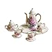 SXFSE Dollhouse Decoration Kitchen Accessories 8pcs Dining Ware Porcelain Tea Cup Set Pink Dish Cup Plate with Golden Trim 16 Dollhouse Miniature - Image 3